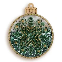 Wonderland Crafts Green & Gold Ball Ornament Bead Embroidery Kit