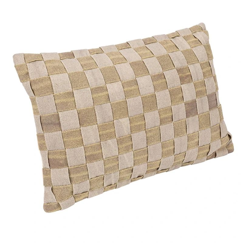 Hello Honey® Olive & Gray Woven Cotton Basket Weave Lumbar Pillow
