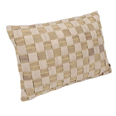 Hello Honey® Olive & Gray Woven Cotton Basket Weave Lumbar Pillow
