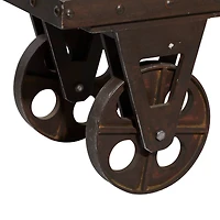 Brown Wood & Metal Industrial Bench