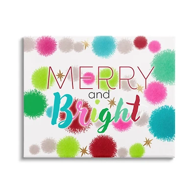 Stupell Industries Merry & Bright Bold Holiday Phrase Canvas Wall Art