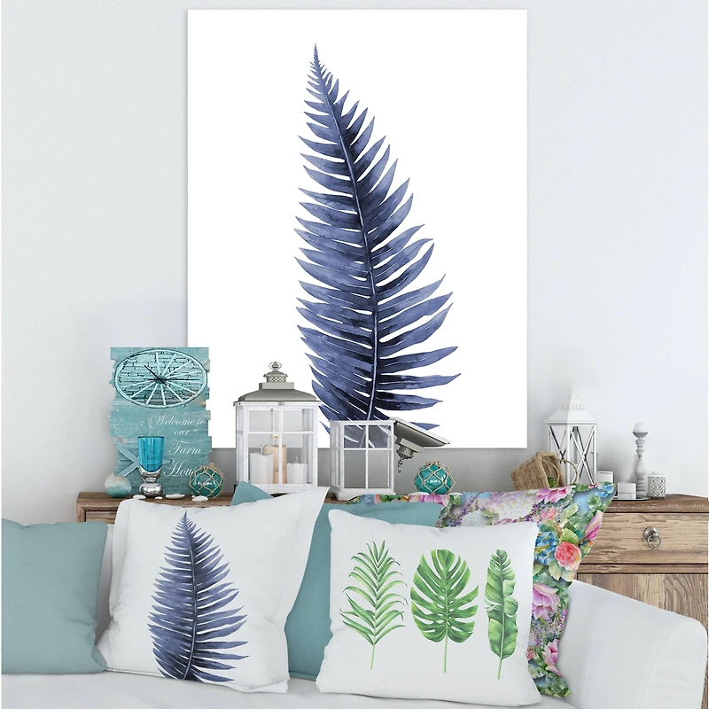 Designart - Tropical Blue Watercolour Leaves II