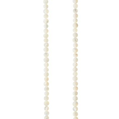 12 Pack:  White Mother of Pearl Round Beads, 4mm by Bead Landing™