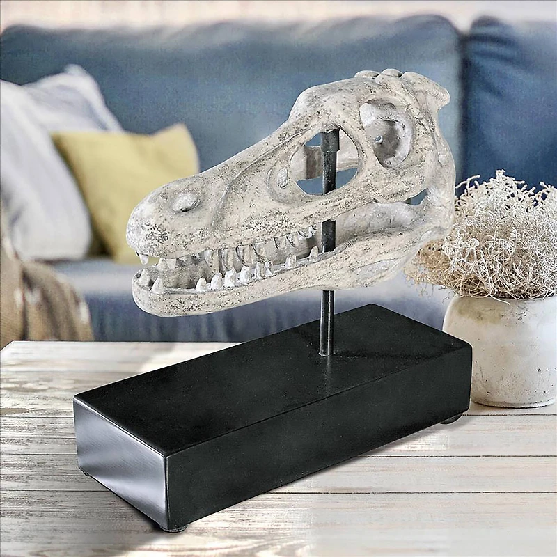 Design Toscano 10.5" Velociraptor Dinosaur Skull Fossil Replica Statue