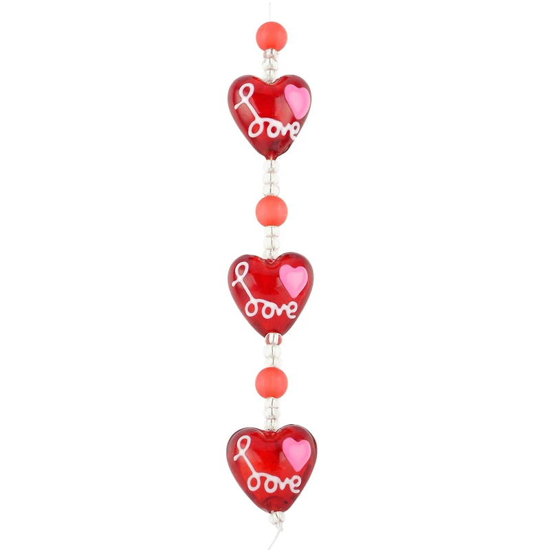 Red Lampwork Glass Love Heart Beads by Bead Landing™