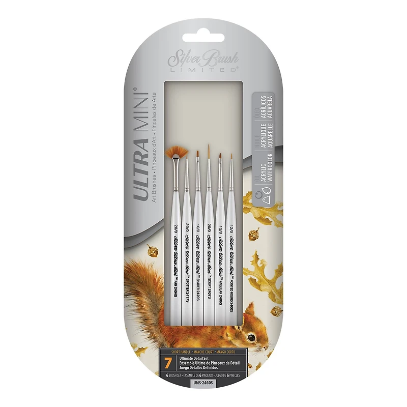 Silver Brush Limited Ultra Mini® Basic Miniature Detail Brushes, Set of 6