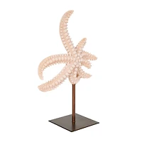 12" Pink Starfish Sculpture with Copper Stand