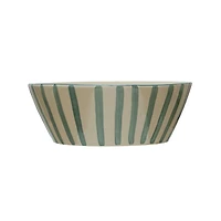 Hello Honey® 12" Green Striped Stoneware Serving Bowl