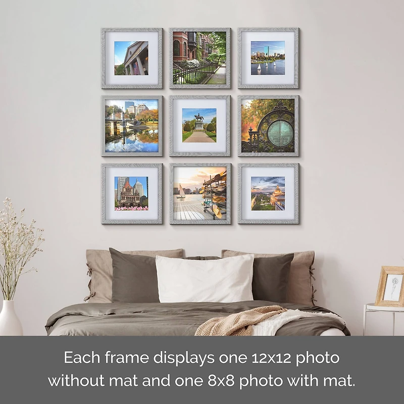 Melannco 9 Pack 8" x 8" Frame with Mat