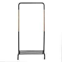 Honey Can Do Black Single Garment Rack with Shoe Shelf & Hanging Bar