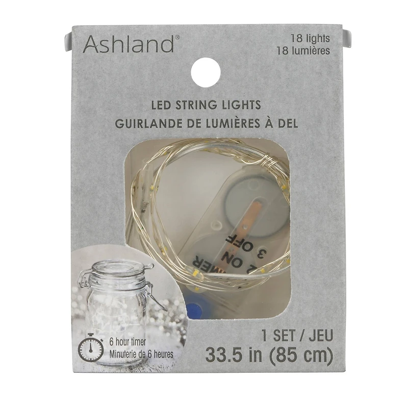 18ct. Warm White LED String Lights with Silver Wire by Ashland®