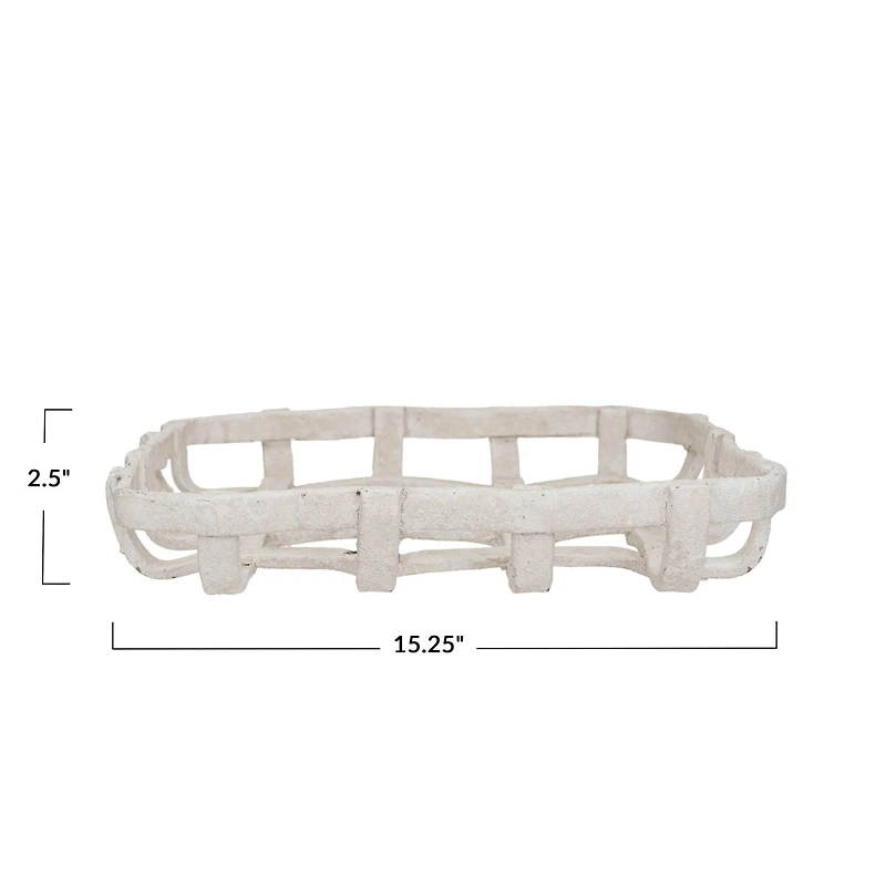 Hello Honey® 15.25" White Distressed Finish Woven Basket