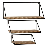 Set of 3 Black Metal Industrial Wall Shelf, 24", 19", 14"