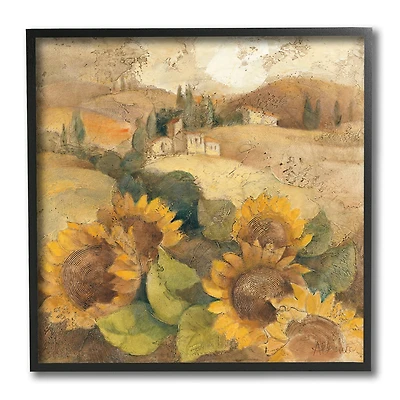 Stupell Industries Vintage Tuscan Sunflowers Soft Yellow Brown Black Framed Wall Art