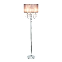 Elegant Designs™ 5ft. Gray Crystal and Chrome Floor Lamp with Drum Shade