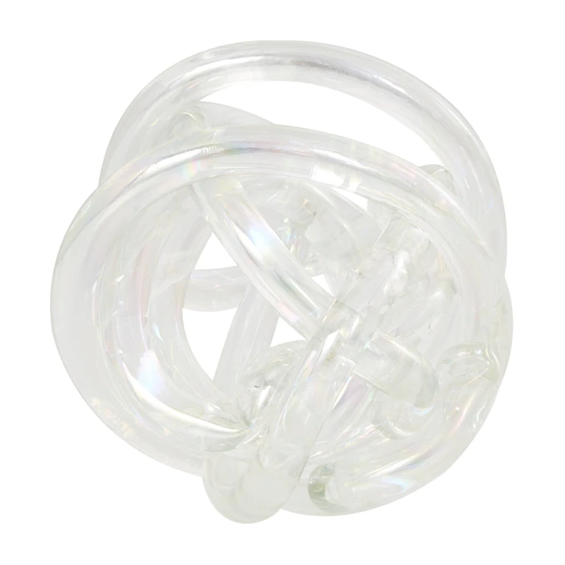 Clear Glass Knotted Ball Sculpture Set