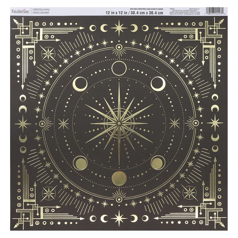 12" x 12" Black & Gold Celestial Cardstock Paper by Recollections™