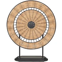 21" Brown Metal Wrapped Plate Geometric Sculpture with Black Stand