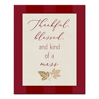 Thankful Blessed Mess Leaves Canvas Wall Art