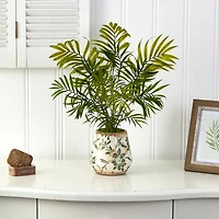 18" Mini Areca Palm Plant in Floral Vase