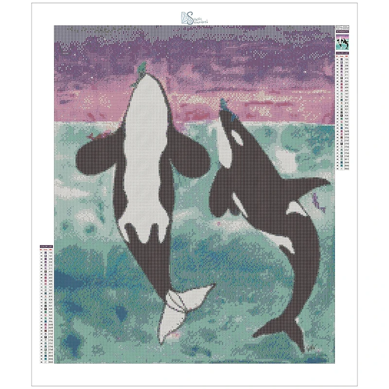 Sparkly Selections Killer Whales By Local Utah Artist Rachel H. Diamond Art Kit