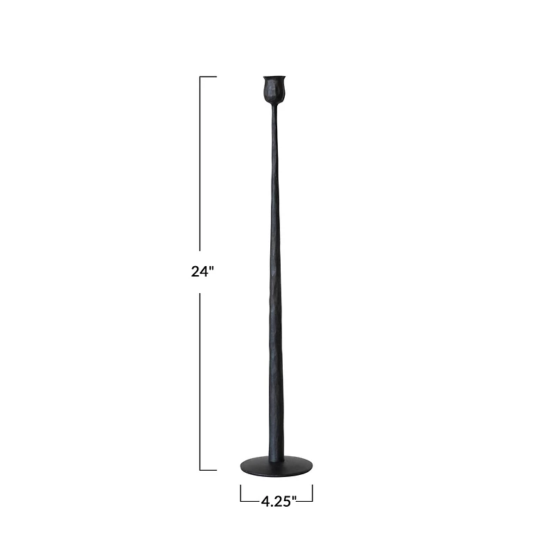 Hello Honey® 24" Tall Black Hand-Forged Metal Taper Holder