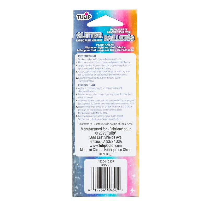 Tulip® Glitter Fabric Paint Markers, 5ct.