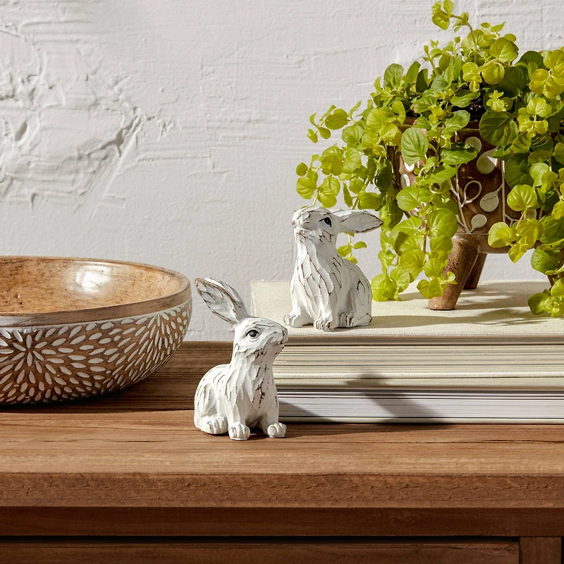 Carved Bunny Figurines Set