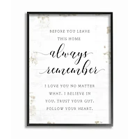 Stupell Industries Always Follow Your Heart Phrase Country Home Charm Framed Wall Art