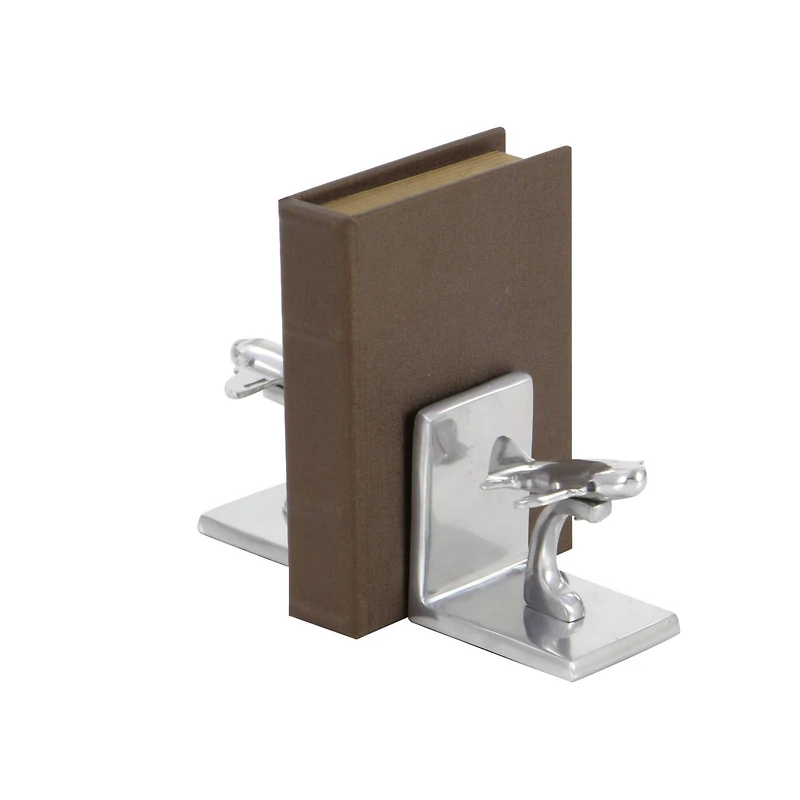 5" Silver Aluminum Contemporary Plane Bookends