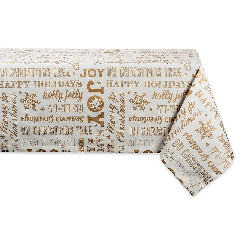 DII® 84" Gold Christmas Collage Tablecloth