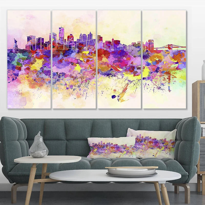 Designart - Purple New York Skyline