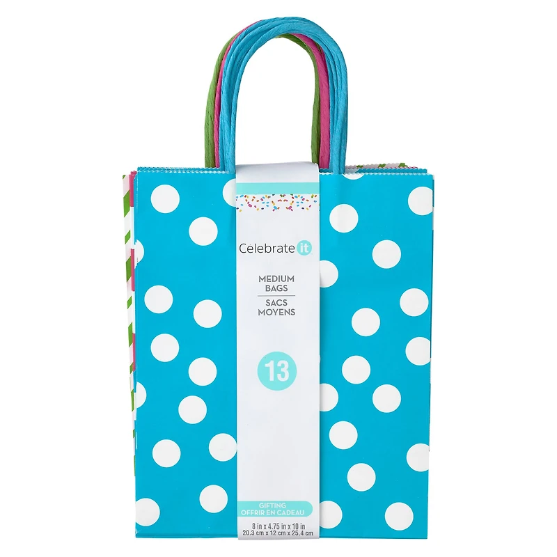 8 Packs: 13 ct. (104 total) Medium Bright Print Gift Bags by Celebrate It™