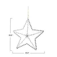 Hello Honey® 15.5" Silver Glass Beaded Metal Star Ornament with Jeweled Flowers