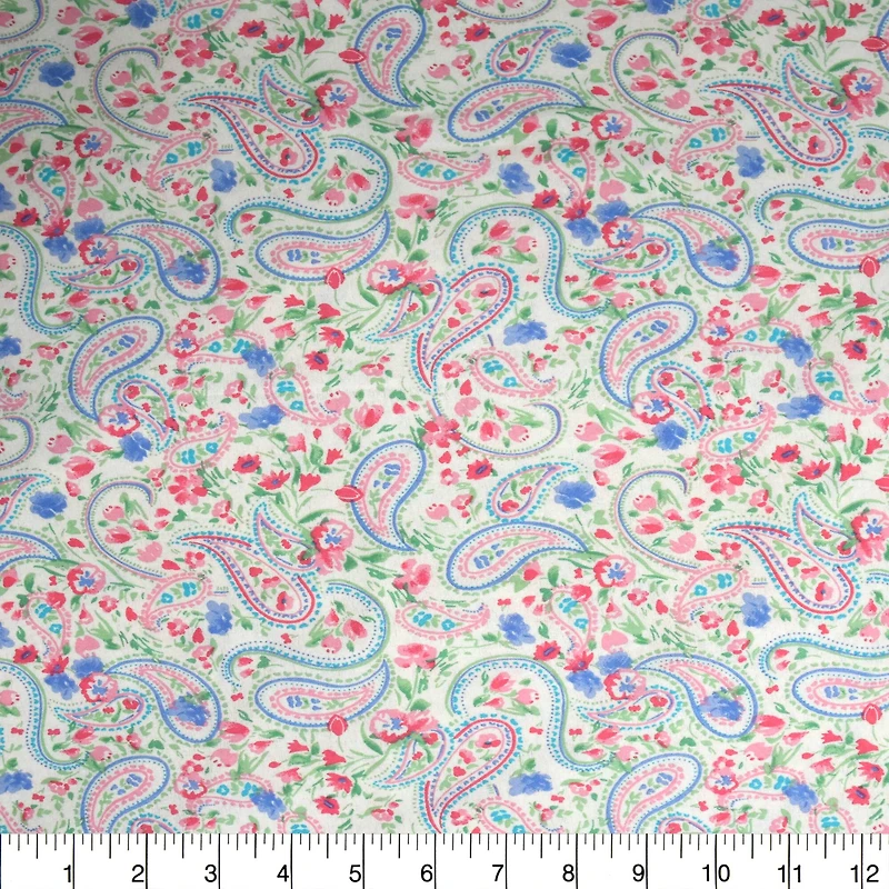 Feldman White Paisley Cotton Flannel