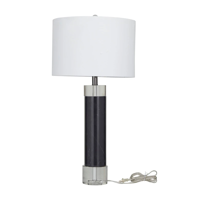 Marble Slender Stand Table Lamp with Drum Shade 15" x 15" x 29