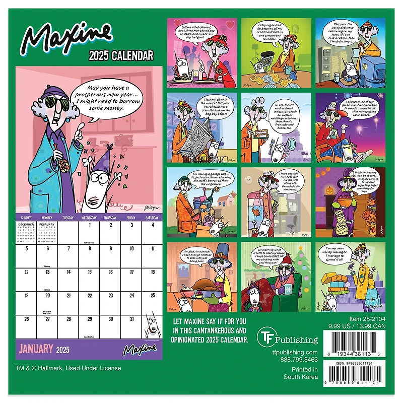 TF Publishing 2025 Maxine Mini Calendar