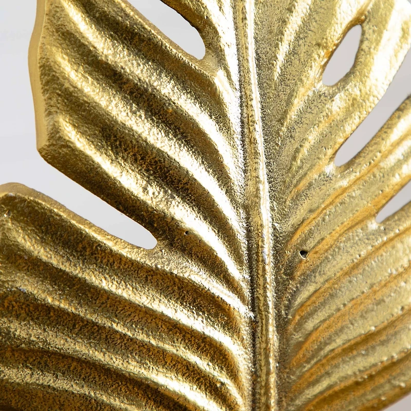 15.5" Golden Leaf Sculpture Decorative Accent