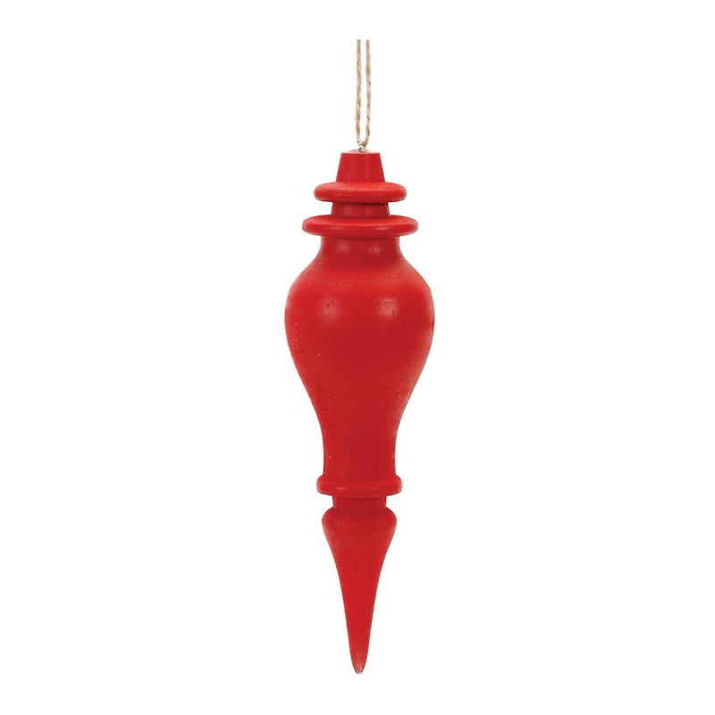 6" Red Wood Finial Drop Ornament Set