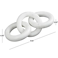 10" White Marble 3 Link Chain Sculpture Décor