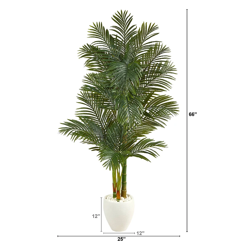 6ft. Golden Cane Artificial Palm Tree in White Planter