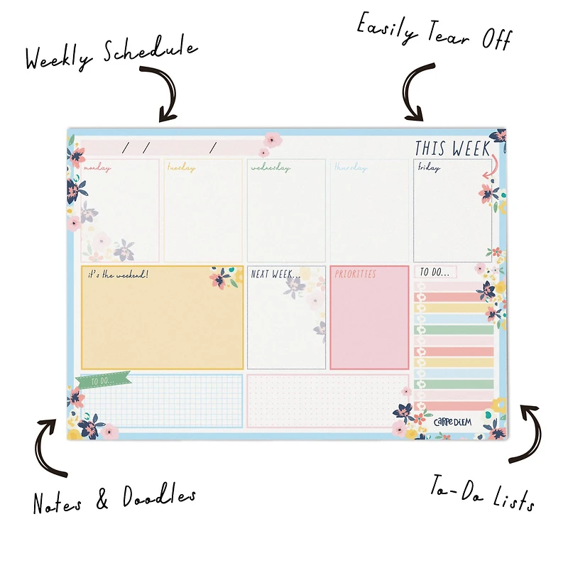 Carpe Diem Ditzy Floral Weekly Planner Pads, 6ct.