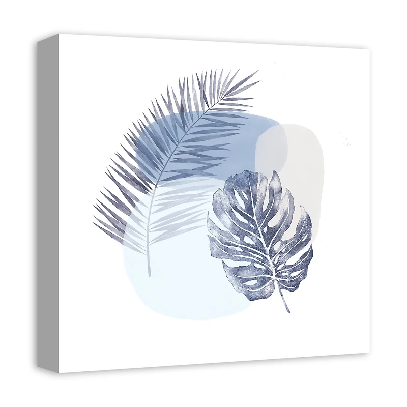 Blue Tropical Leaves Canvas Wall Art