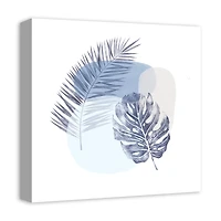 Blue Tropical Leaves Canvas Wall Art
