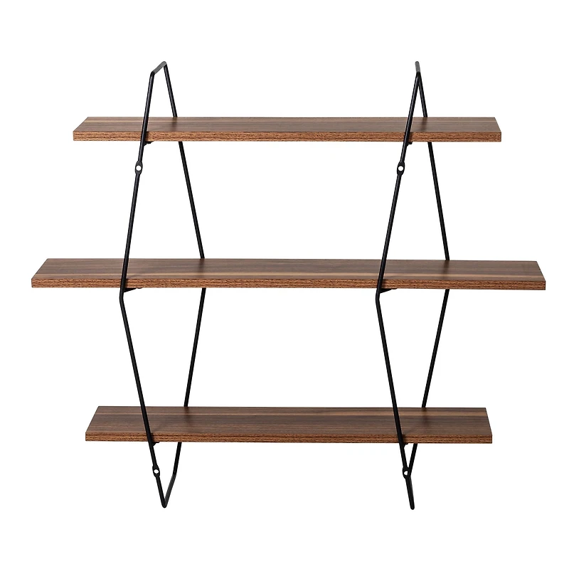 Honey Can Do 28" Three-Tier Decorative Metal & Wood Wall Shelves