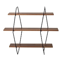 Honey Can Do 28" Three-Tier Decorative Metal & Wood Wall Shelves