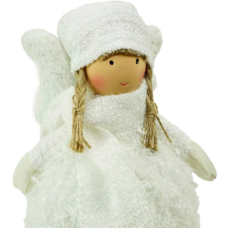 24" Snowy Woodlands Plush White Angel Bobble Girl Christmas Figure