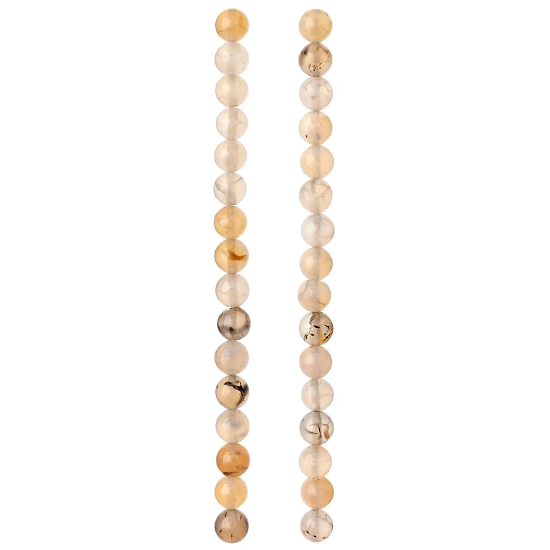 Light Gray Crackle Agate Round Beads, 8mm by Bead Landing™