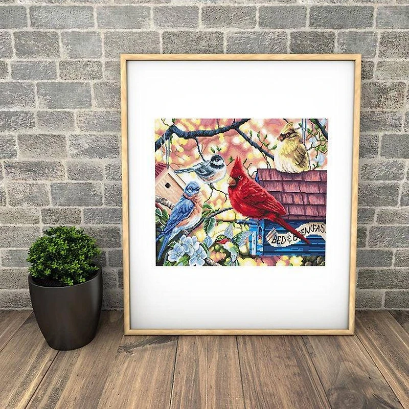 LetiStitch Springtime Songbirds Counted Cross Stitch Kit