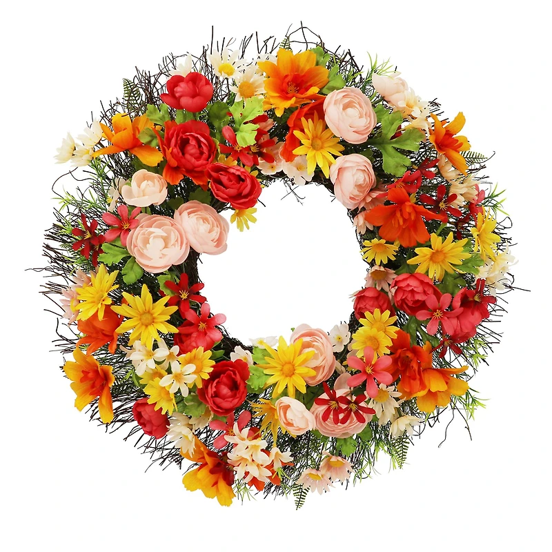 22" Pink, Red, & Yellow Ranunculus Wreath by Ashland®